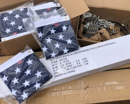 boxes of American flags