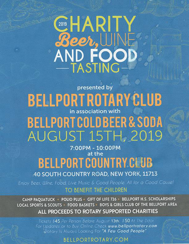 Bellport Rotary 2019 Charity Beer, Wine & Food Tasting